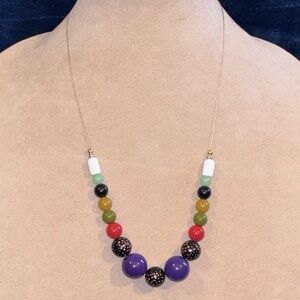 Atomic Chunky Multicolor beaded necklace gold-tone chain